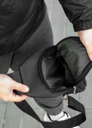 Чоловіча сумка нагрудна слінг через плече philipp plein чорна з еко шкіри одне лямковий рюкзак7 фото