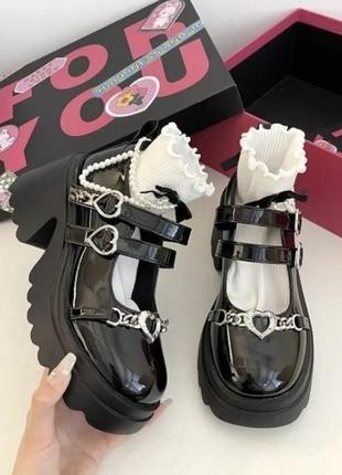 Туфли лаковые с сердцами в стиле готика лолита 39р3 фото