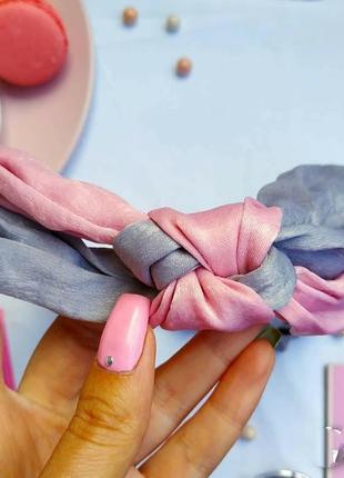 Ніжна пов'язка на волосся голову аксесуар сірий рожевий нова6 фото