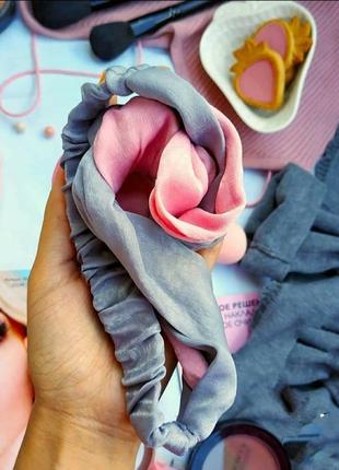 Ніжна пов'язка на волосся голову аксесуар сірий рожевий нова2 фото