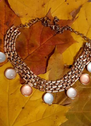 Колье чокер цепочка клеопатра люцит лунное сияние, колье винтаж