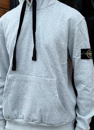 Худи stone island серый