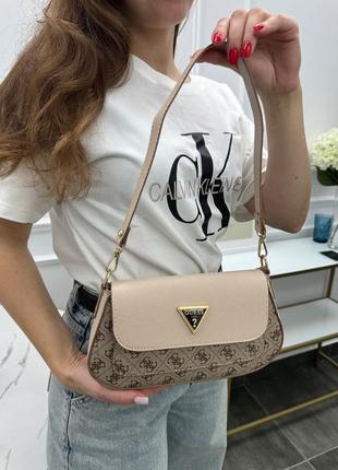 Сумка white guess mini багет