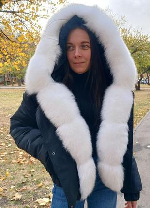 Зимний бомбер с натуральным мехом