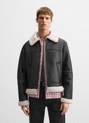 Дубленка мужская черная zara new