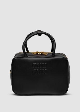 Miumiu leather top handle bag black