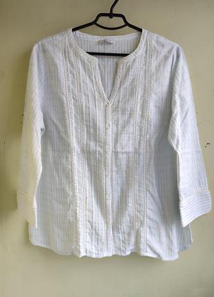 Оригінальна блуза сорочка туніка вишиванка від бренду cortefiel великий розмір оверсайз прошва