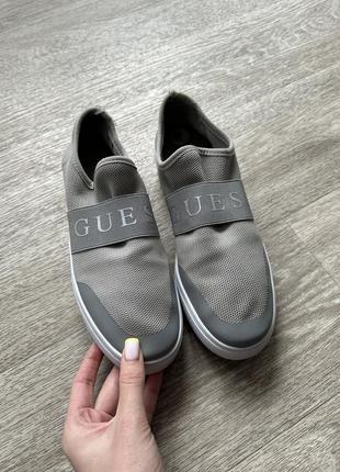 Стильні сірі жіночі сліпони мокасини легкі кеди guess grey