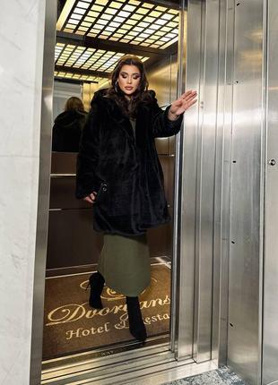 Невероятно мягкая, стильная и теплая эко шубка из экомеха “кролик” #2092