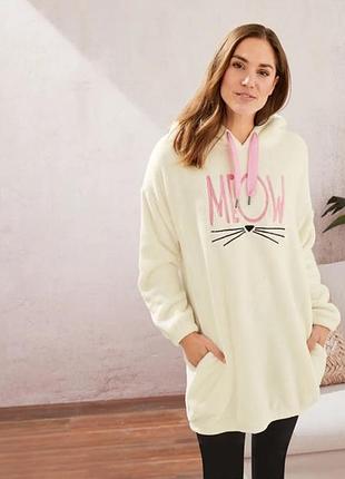 Женское плюшевое платье с капюшоном для дома esmara m 40/42 білий