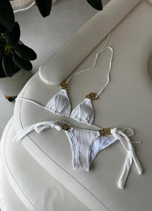 Купальник жатка шторки и бразилиана с цепочками 3 цвета9 фото
