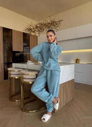 Тепла махрова піжама кофта і штани