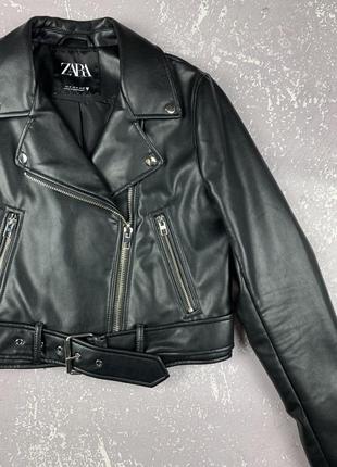 Zara косуха кожанка кожаная куртка женская мото2 фото