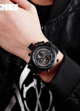 Часы наручные мужские skmei 1515bk black, часы наручные электронные тактические. цвет: черный3 фото