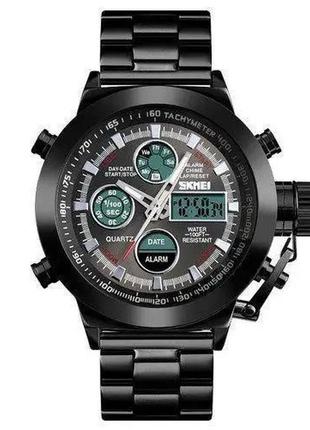Годинник наручний чоловічий skmei 1515bk black, годинник наручний електронний тактичний. колір: чорний2 фото
