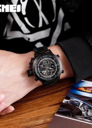 Годинник наручний чоловічий skmei 1515bk black, годинник наручний електронний тактичний. колір: чорний4 фото