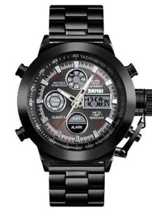 Годинник наручний чоловічий skmei 1515bk black, годинник наручний електронний тактичний. колір: чорний1 фото