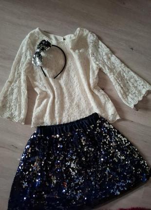 Спідниця в пайетки h&m 134. cm