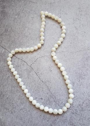Намисто перламутр білий низочка d 0,6см намистина кулькс
