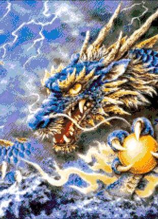 Набір для вишивання бісером блакитний дракон 64х42 см олександра токарєва (2000001203613)