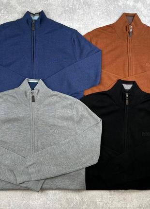 Кофта зепкая мужская черная серая синяя оранжевая осенняя весенняя boss