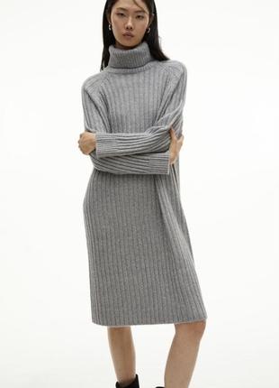 Теплое вязаное платье с высоким горлом h&m, p. l-xl
