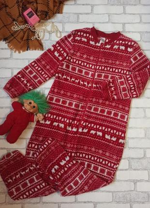 Теплый плюшевый комбинезон кигуруми пижама новогодняя тепла