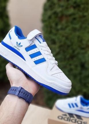 Adidas forum 84 low білі з синім шкіра