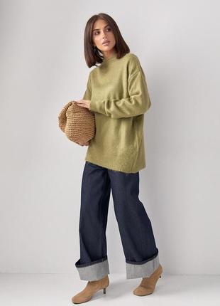 Свитер женский зеленый оверсайз теплый осенний весенний зимний