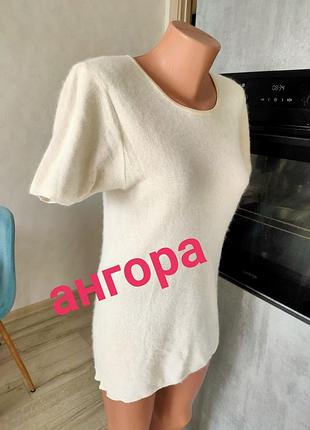 Туника из ангоры, длинная шерстяная футболка