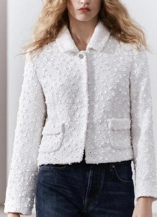 Праздничный жакет куртка zara с блестками (лесетками), m, s, xs