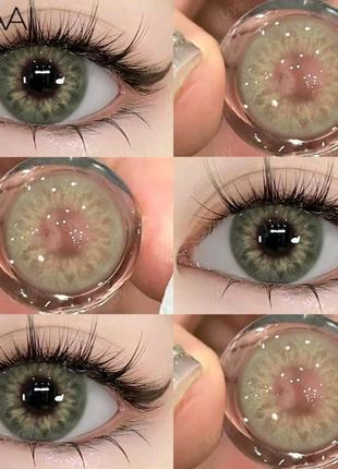 Кольорові контактні лінзи dna green grey без діоптрій + контейнер