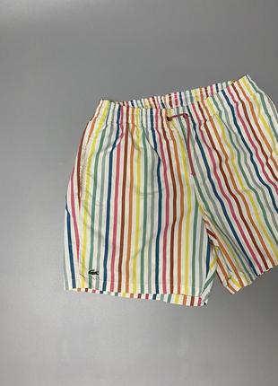 Вінтажні шорти lacoste в полоску пляжні літні стильні лакост vintage shorts beach2 фото