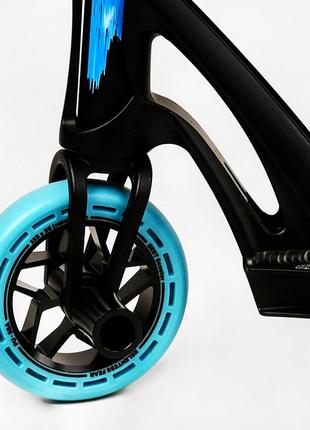 Самокат трюковий 53х12х85 см best scooter чорно-блакитний (2000002311348)4 фото