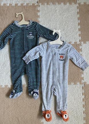 Комплект теплих чоловічків велюрові carter’s 0-3m