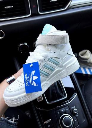 Кроссовки женские adidas forum 84 mid white &amp; sea blue3 фото