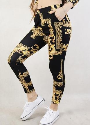 Батал! лосины леггинсы  с принтом versace!!!