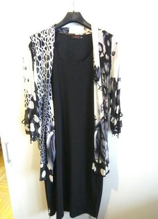 Черное платье с шифоновым кардиганом