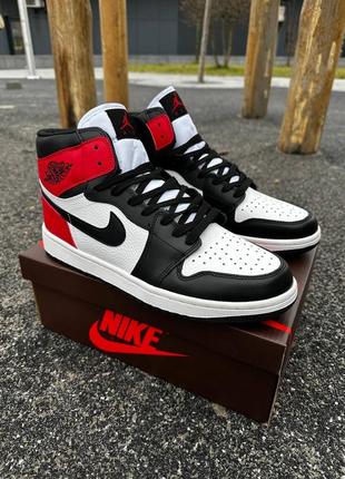 Кроссовки в стиле nike air jordan 1 высокие демисезонные разграниваний акция натуральная кожа вьетнам премиум качество