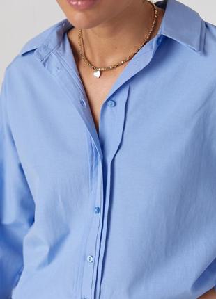 Женская рубашка на пуговицах с двойным воротником4 фото