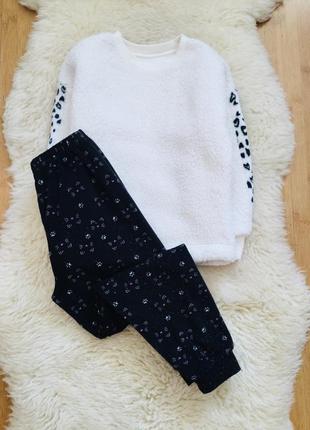 5-6 рок, matalan флісова піжама кішечка, супер - тепла, верх фліс тедді, штаніки з котиком на манжет