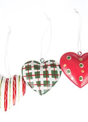 Комплект елочных игрушек "сердечки"