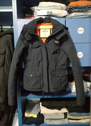 Тепла куртка hollister  коротка куртка капюшон пуховик осінь зима