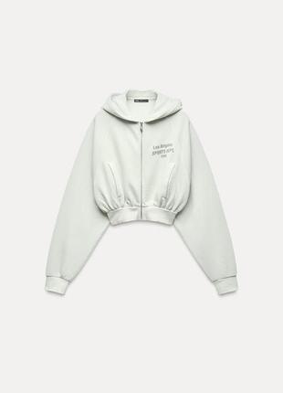Укорочене варене худі з написом zara