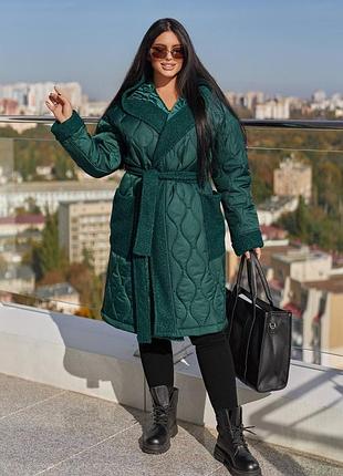 Женское пальто на запах (48-58)