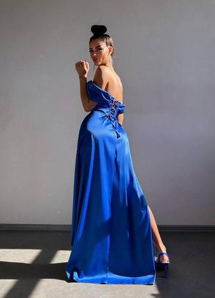 Женское изысканное нарядное вечернее синее длинное платье: отдельно корсет и юбка выпускной8 фото