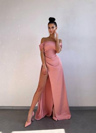 Жіноча вишукана ошатна вечірня рожева довга сукня: окремо корсет і спідниця випускний9 фото
