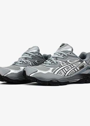 Кроссовки женские / мужские серые с кожи осенние весенние летние gelkayano asics gel nyc "grey"" gore-tex