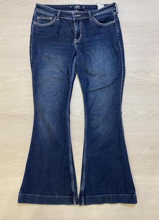Женские стрейчевые джинсы клеш hollister w28, l29, высокая посадка, идеальное состояние