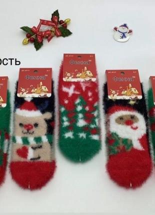 5 пар детские, подростковые новогодние ночные носки 9-11роков.ассорти.на 31-35р.